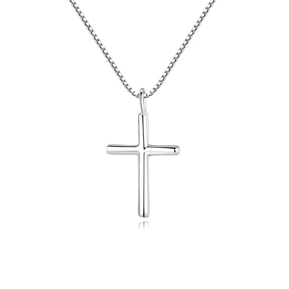 Fashion Necklace Chain Link Hypoallergenic S925 Sterling Silver Cross Pendant Necklace for Women Girls Jewelry Jesus