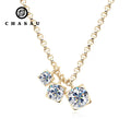 5mm&4mm&3mm Round Full Moissanite Diamond 925 Sterling Silver Chain Three Stone Moissanite Pendant Necklace