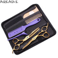 AQIABI Japan Steel Gold Hair Cutting Scissors A1011 5.5'' 6'' Barber Thinning Shears with Sharp Blade Tip for Haircut