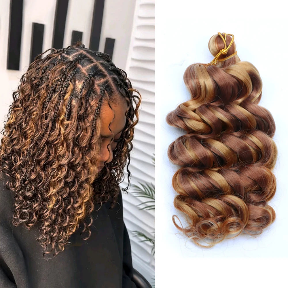 Italian Curl Pre-Looped Short Curly Synthetic Hair Braids for Women Boho Beach Ocean Wave Deep Twist Italian Crochet Hair