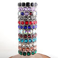 14 Different Color Women Metal Strand Bracelet Silver Alloy with Rhinestone Elastic Crystal Glass Bling Bracelet