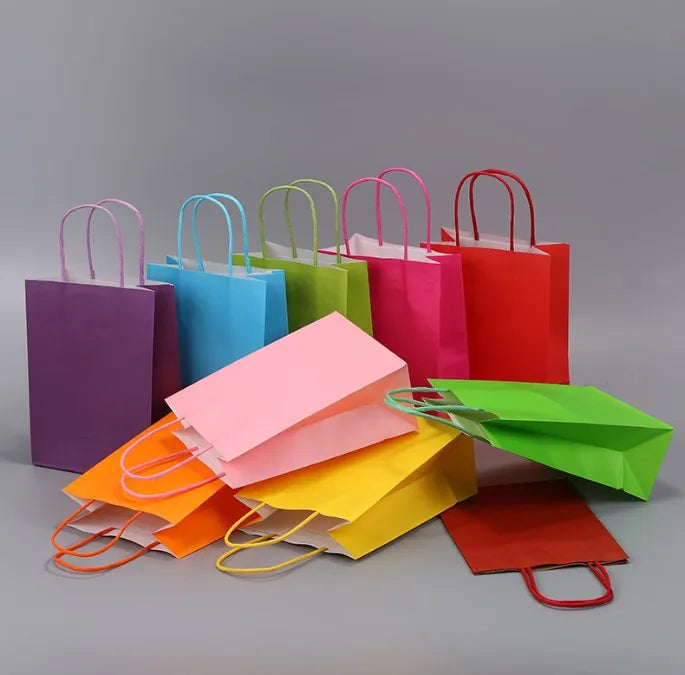 Recycled Custom Logo Printed Restaurant Food Takeaway Grocery Shopping Take Out Packaging Brown Kraft Paper Bag With Handles