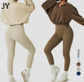 Joyyoung Workout Clothing Women Yoga Set Half Zip up Jackets Leggings Sport Track Suit Gym Fitness Sets