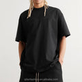 Custom logo 100% Cotton Blank Plain Round Mock Neck t Shirt for Men
