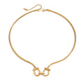 J&D 18K PVD Gold Plated Waterproof Snake Chain  Two  Horse's Hoof U Shape Fashion Necklace for Women