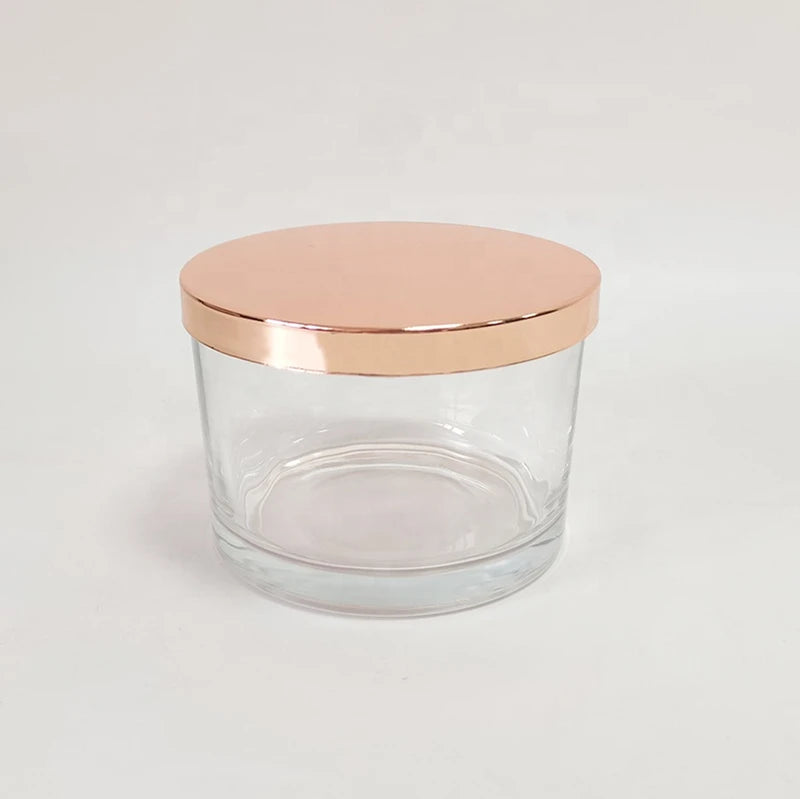 Clear Transparent Wide Mouth Glass Jar 3 Wicks Candle Jar Vessel With Lid  Soy Wax Candle Cup Container for Candle Making
