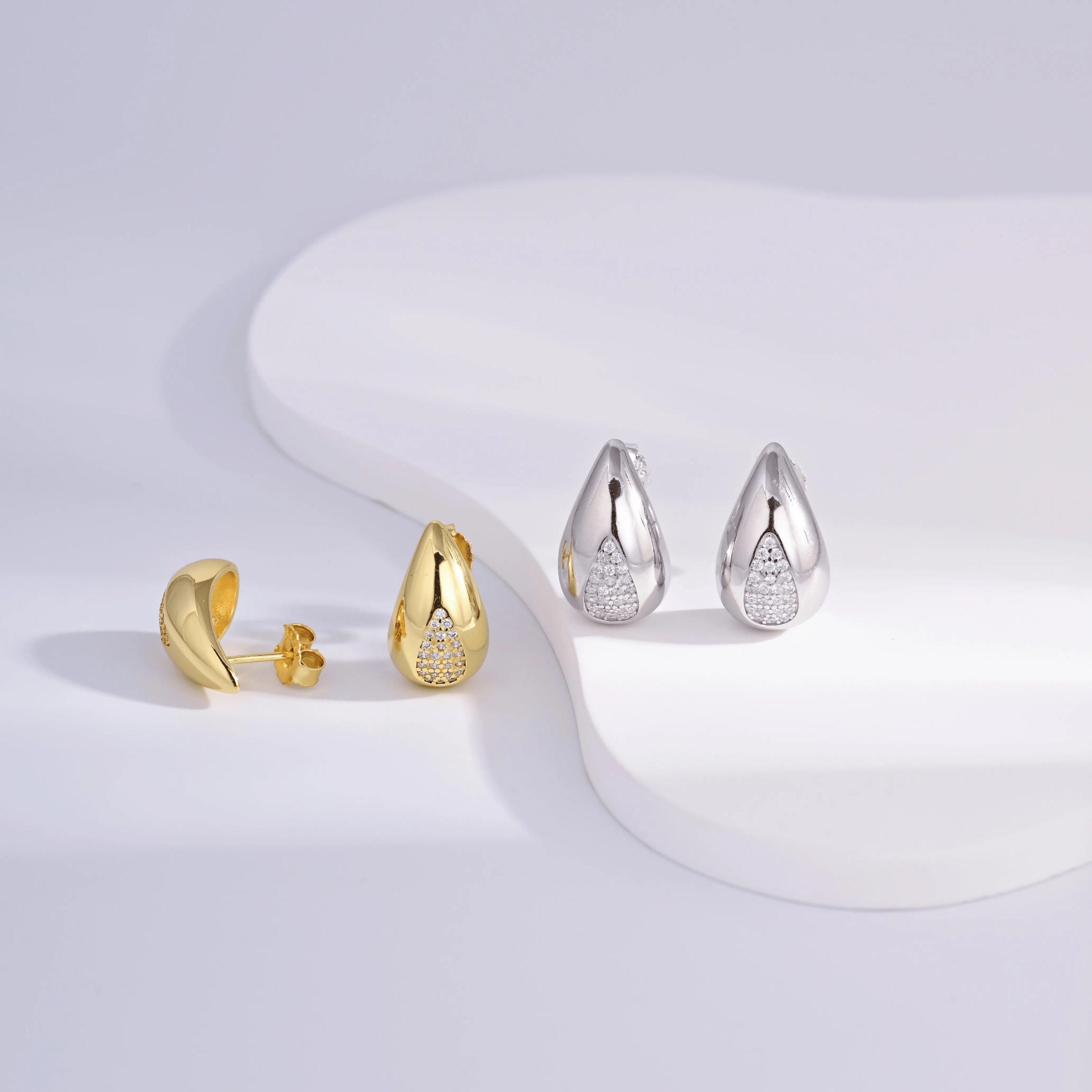 Wholesale Earrings Jewelry Gold Plated Cubic Zirconia Teardrop Earring 925 Sterling Silver Fine Jewelry Earrings