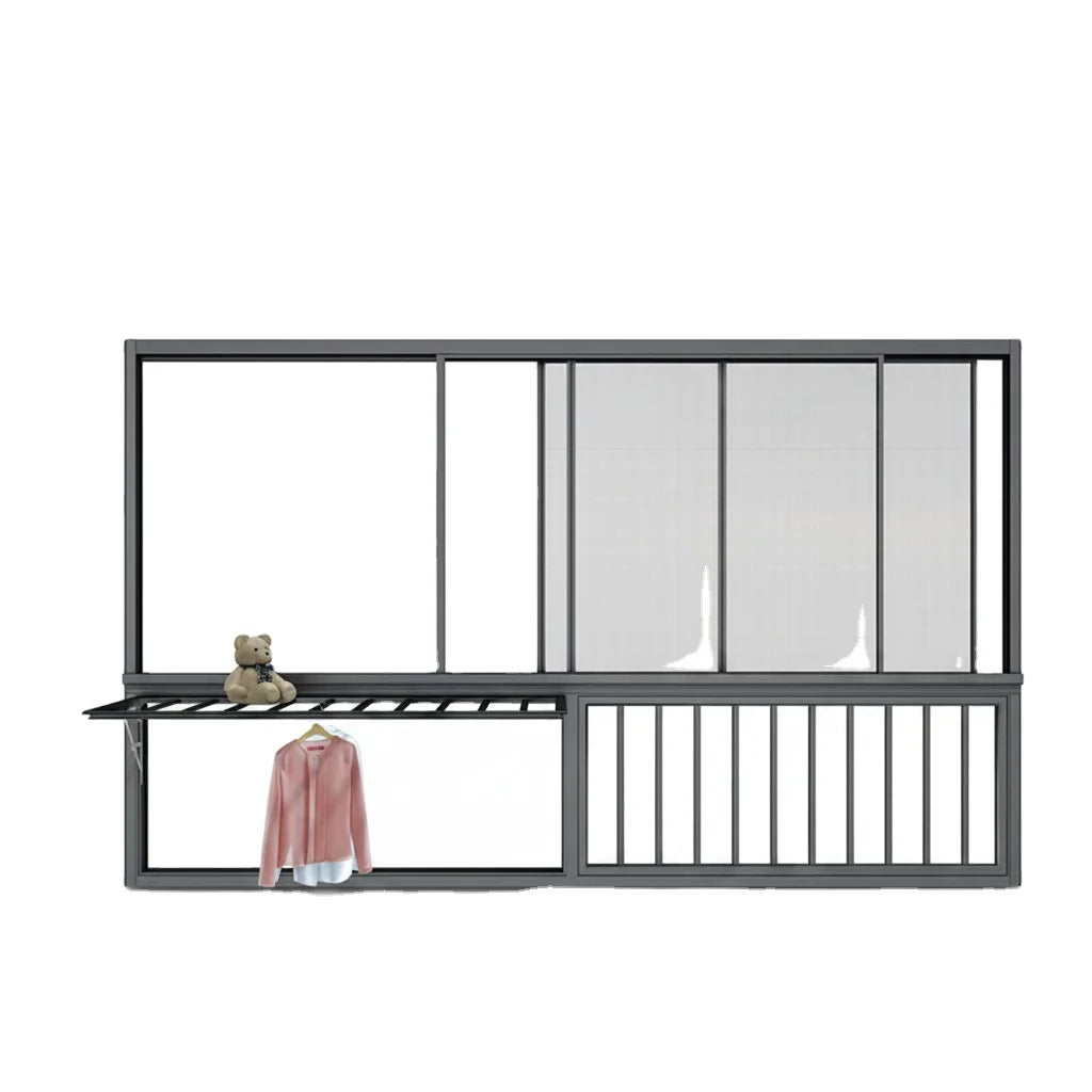Eloyd US Modern Sliding Double Glazed Glass Balcony Window Large French Aluminium Bay Windows for Exterior Application