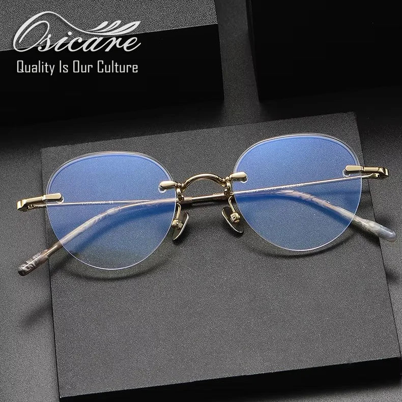 80875 Luxury Brand Designer Prescription Vintage Custom 3 Piece No Eye Glasses Pure Titanium Men Eyeglass Rimless Optical Frame