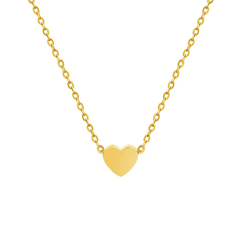Small Heart Love Necklace  Stainless Steel 18K Gold  Collar Chain Jewelry PVD Plating  Delicate for Women