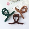 MIO Cross Hair Clamp 8cm Simple Velvet Covered Korean Style Luxury Women Ponytail Holder Popular Shark Clips Lady