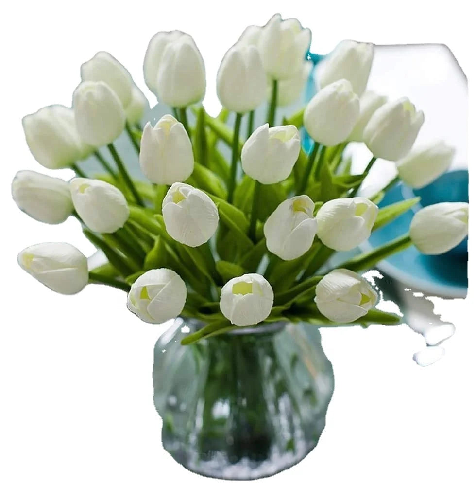 Real Touch Tulips PU Artificial Flowers for Home Dining Room Thanksgiving Mother's Day Wedding Easter Spring Arrangements