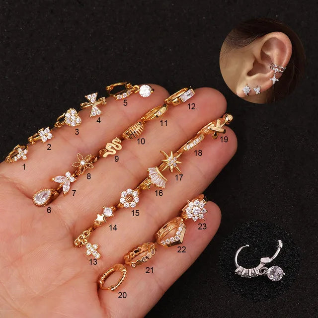 Fashion Small Circle Stud Earrings Inlaid Cubic Zirconia Earring for Women