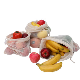 Organic Cotton Mesh Net Cloth Food Bags with Drawstring for Fruits & Vegetables Portable Pure Cotton Shopping Produce Bags