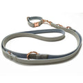 Best Selling Personalized Solid Double Hooks Luxury Soft Leather and Nylon Dog Lead Leash and Collar Set with Golden Buckle