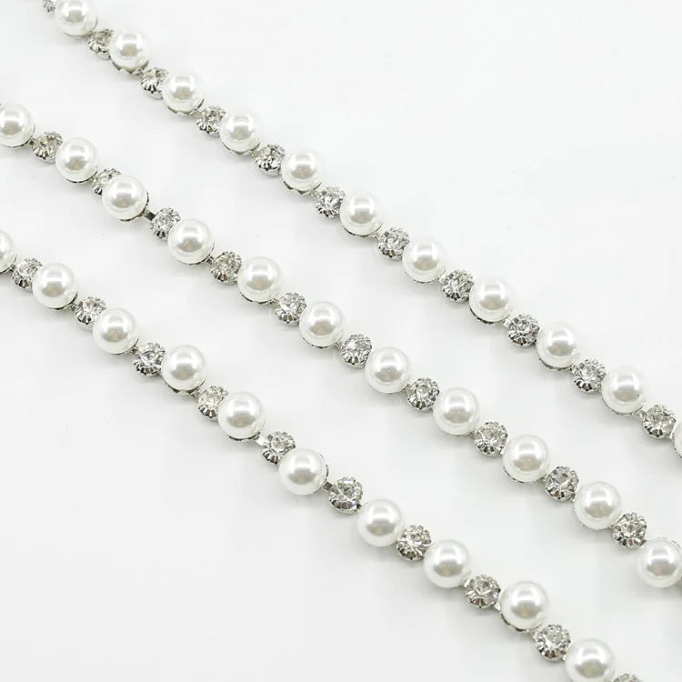 Women's 10mm Rhinestone Trim Chain Cup Crystal Lace Steel Shoes & Garments Fabric Paper-Made Accessory for Wedding Use or Bags