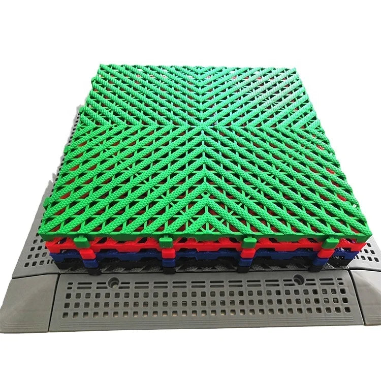 Modern 40x40cm Self-Perforated Anti-Slip Garage Floor Tiles 20mm PP Click Together Indoor Outdoor Use Graphic Design
