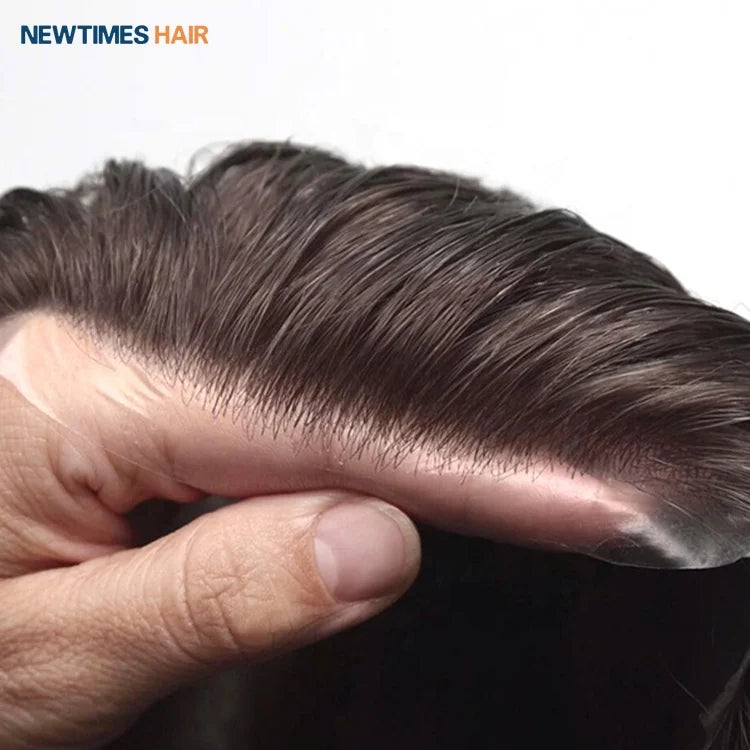 New Times Mens Toupee Hair Wig Indian Remy Hair Grade Thin Skin PU Base Material Thin Skin NG Toupee