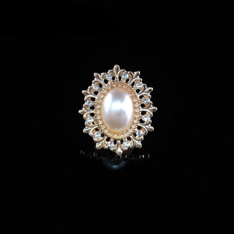 Custom Rose Gold-Tone Rhinestone Brooches Big Pearl Crystal Wedding Bouquet Kit