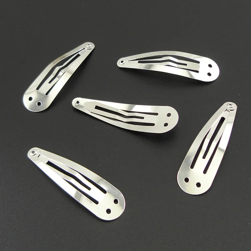 5cm Two Holes Tear Drop Metal Snap Hair Clips Plain Hairpins for DIY Hair Bows  Lead Free Nickle Free
