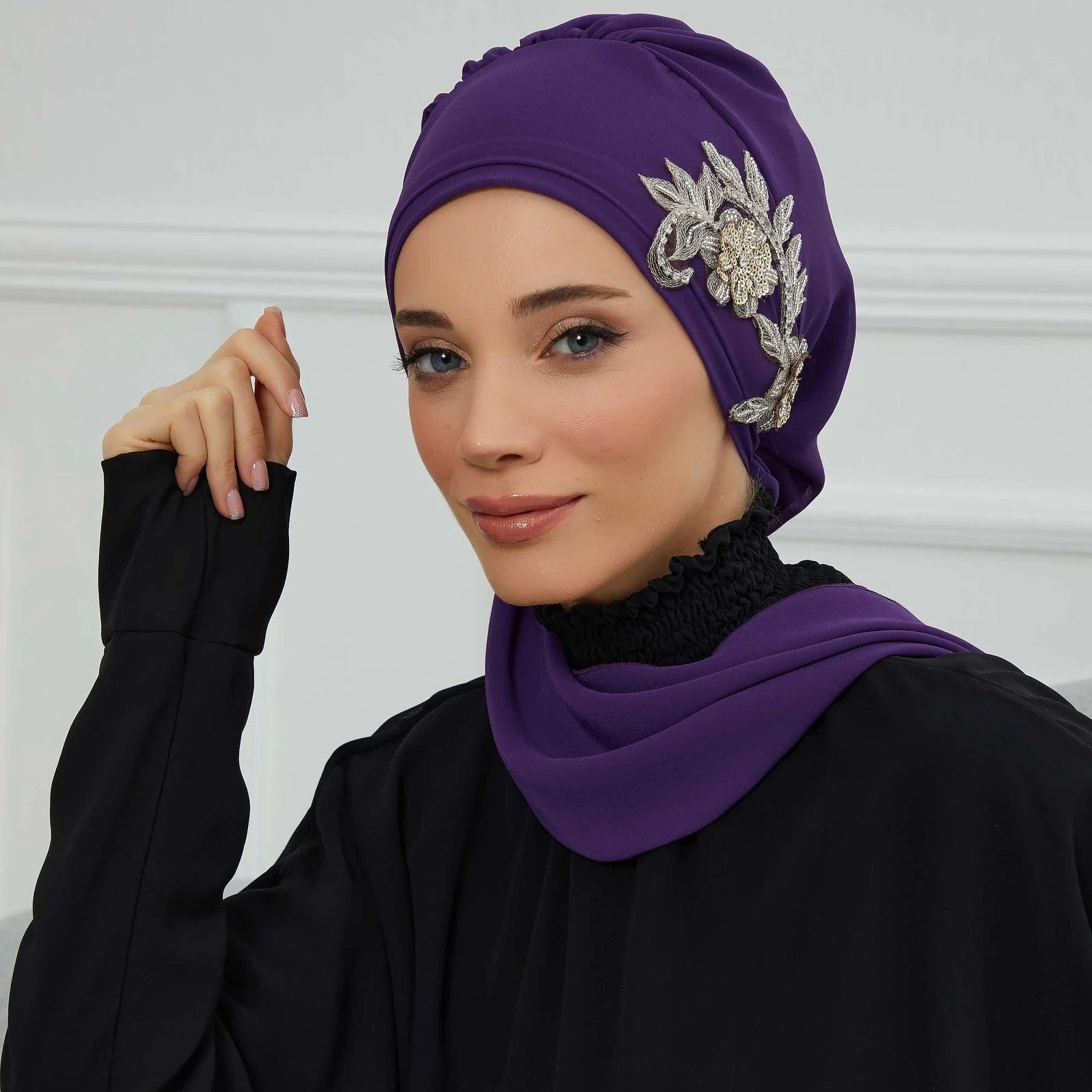 MOTIVE FORCE Custom Design Muslim Jersey Turban Elegant Turbans for Women With Gorgeous Unique Jewellery Stone Accessory