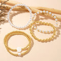 Go2boho Waterproof Fashion Jewelry Delicate 18K Gold Filled Plated Beads Shell Design Women Freshwater Pearl Beaded Bracelet Set