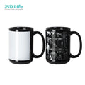 15oz Sublimation Black Mug with White Patch Coated Ceramic Coffee Cup Custom Printing Blank Wholesale Bulk