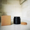 Empty 4oz Black Glass Matte Luxury Empty Candle Jars with Cork Lid and Boxes Vessel for Interior Decoration