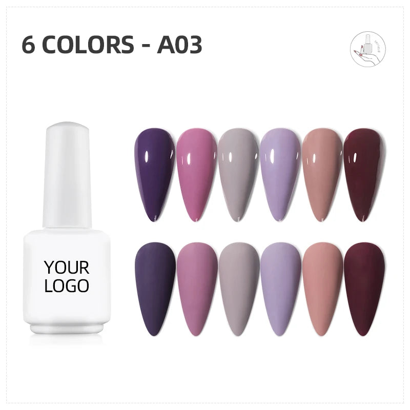 JTING Private Label 6 Colors Nail Gel Polish Set Nail Art Products Salon Nail Polish Bottle Uv Gel Color Wholesalers