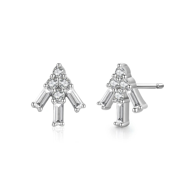 Mini Simple Diamond Stud Earrings 925 Sterling Silver Geometric Arrow Shape Stud Earrings for Women Girls