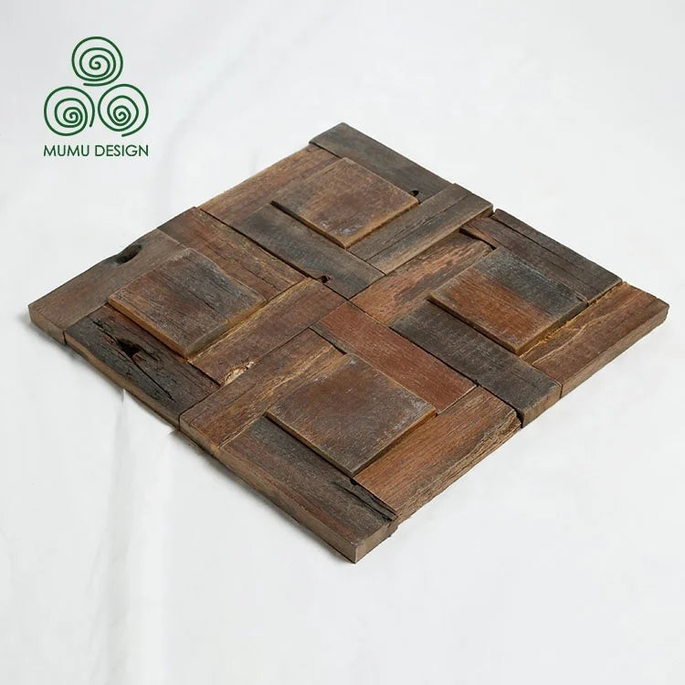 MUMU Interior Decorative Background Wall Wood Panel Hotel Parquet Wallboard Modern Tile Wooden Mosaic