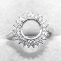 Sterling Silver 8*8mm Semi Mount Ring Empty Frame Blank Support Claw Setting S925 Base Holder Without Center Stone for DIY Inlay