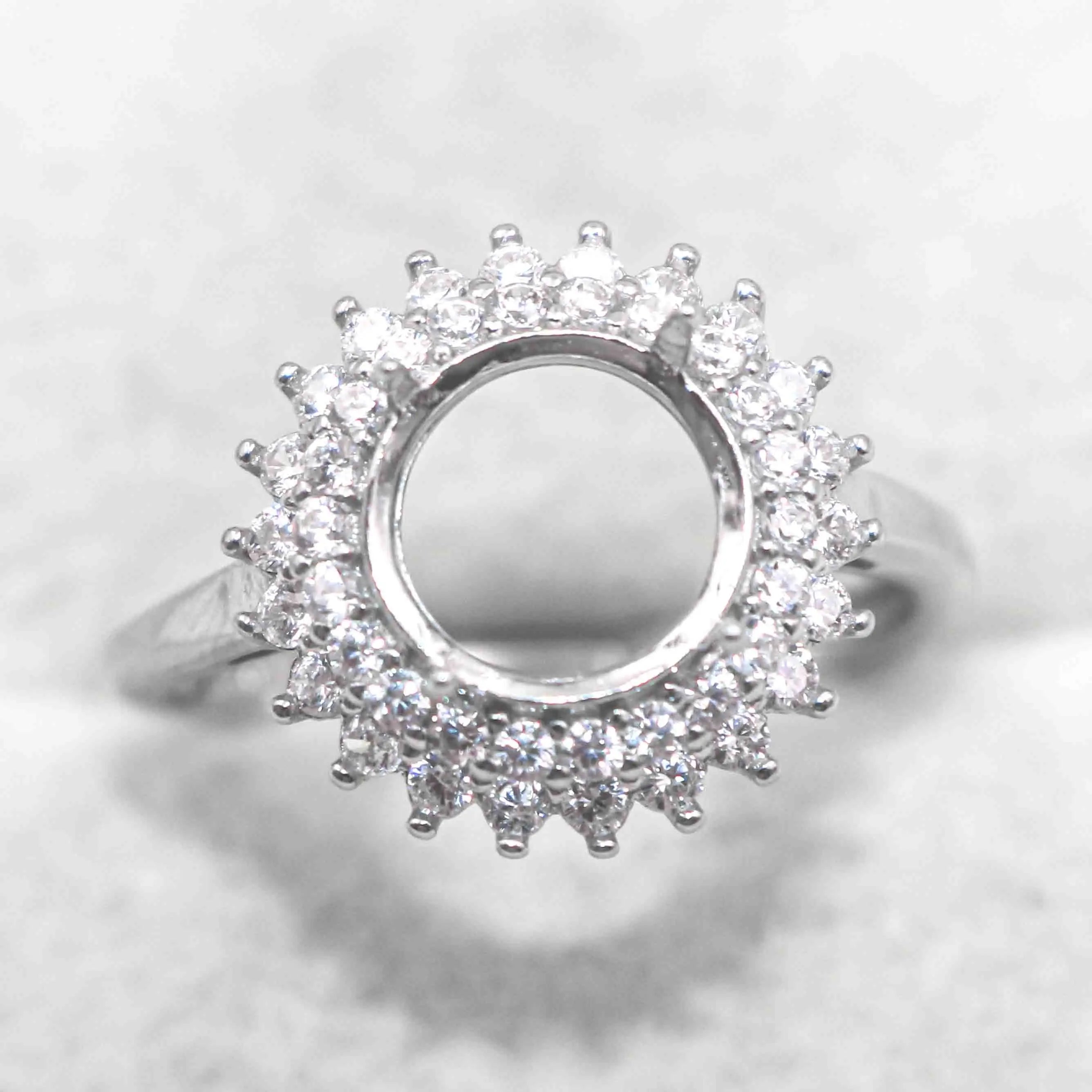 Sterling Silver 8*8mm Semi Mount Ring Empty Frame Blank Support Claw Setting S925 Base Holder Without Center Stone for DIY Inlay