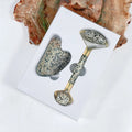 HZ Customisable Gold Wire Dalmatian Jasper Jade Roller Gua Sha Set Personalised Heart Shape in Box Kit