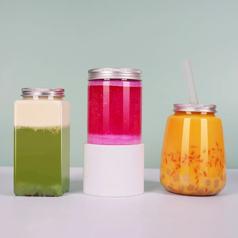 Tamper-Proof Cap 250ml 300ml 500ml Plastic PET Square Juice Bottles Beverage Packaging for Fruit Juices