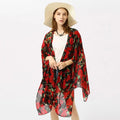 MIO Summer Long Floral Printed Beach Sunscreen Bikini Coat Women Chiffon Cardigan Blouse