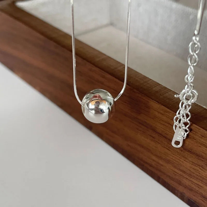 Wholesale 925 Sterling Silver Snake Chain Round Ball Pendant Necklace for Women Jewelry Gifts