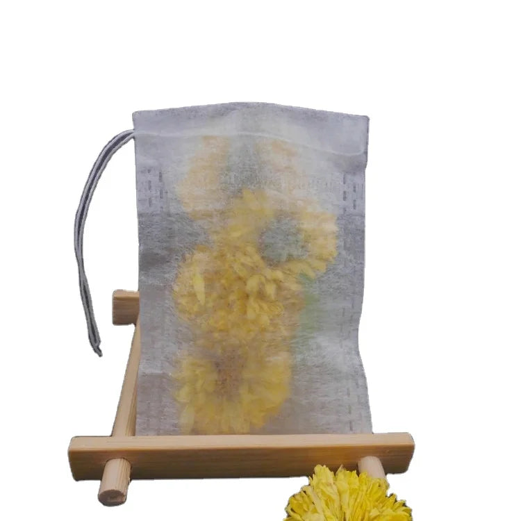 Disposable Drawstring Biodegradable Corn Fiber Green Herbal Tea Bags