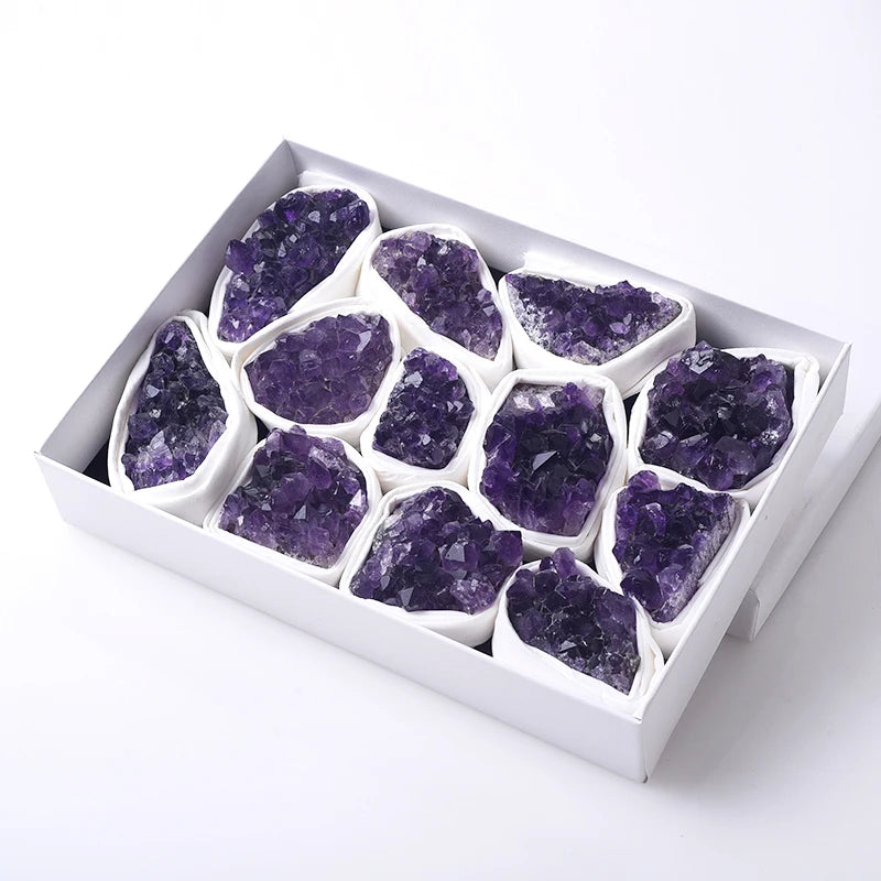 Wholesale High Quality Natural Healing Stones Amethyst Cluster Specimen Box Set for Decoration