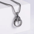 Skeleton Hand Stainless Steel Punk Style Black Gold Plated Ring Pendant Necklace