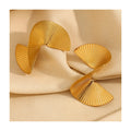 ERESI Fashion Jewelry Creative Women's Earrings 18K PVD Gold Stainless Steel Three-Dimensional Twisted Fan-Shaped Earrings