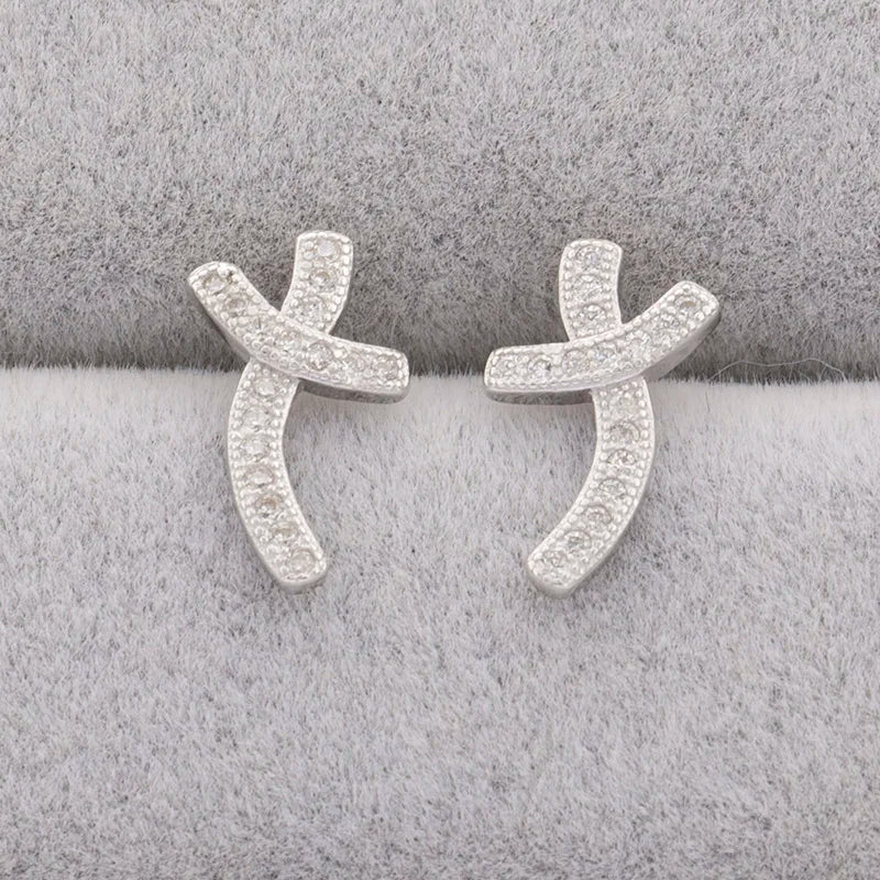 Wholesale Cross Stud 925 Silver Bridal Woman Earrings
