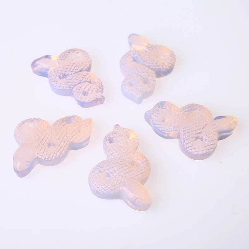 Wholesale Natural Pink Opalite Carved Snake Crystal Snake Crafts Crystal Carving Animals for Decoration