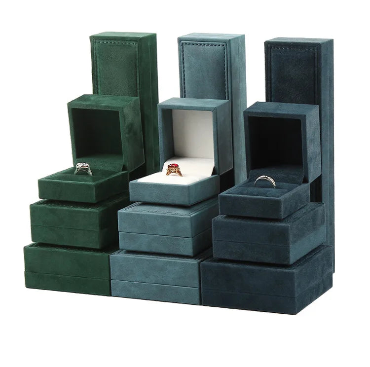Necklace Pu Leather Edge Flannelette Jewelry Box Packaging Velvet Jewelry Case Luxury Earrings Ring Velvet Jewelry Gift Box
