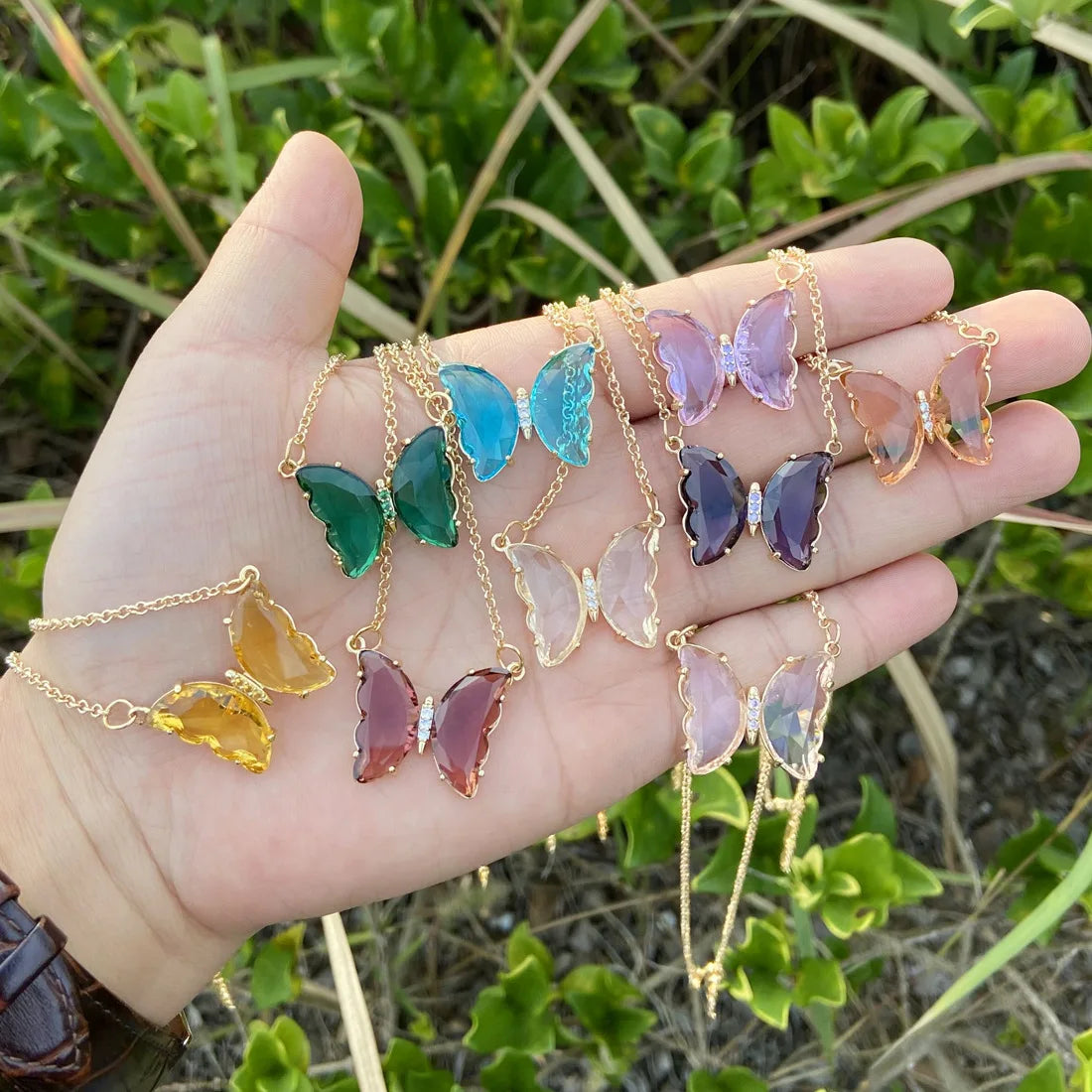 Fashion Jewelry Necklaces Crystal Pendant 18K Gold Plated Butterfly Necklace Butterfly Crystal Necklaces