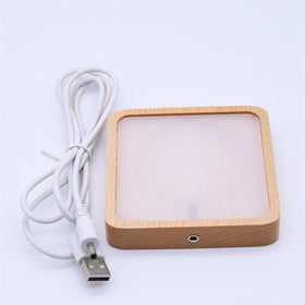 Modern USB Cable Night Light Beech Wood Manual Button LED Assembly Base Eco-Friendly Dimmable CE Certified Residential Bedroom
