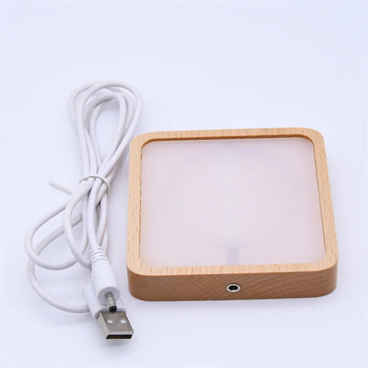 Modern USB Cable Night Light Beech Wood Manual Button LED Assembly Base Eco-Friendly Dimmable CE Certified Residential Bedroom