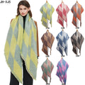 Landfond Accessory Women Winter Triangle Scarf Classic Plaid Warm Scarf Oversized Soft Scarves Large Knitted Wrap Shawl