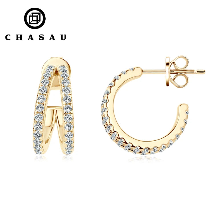 D0.50CT Moissanite Drop Piercing Earrings 925 Sterling Silver Split Half Hoop Huggie Earrings for Women
