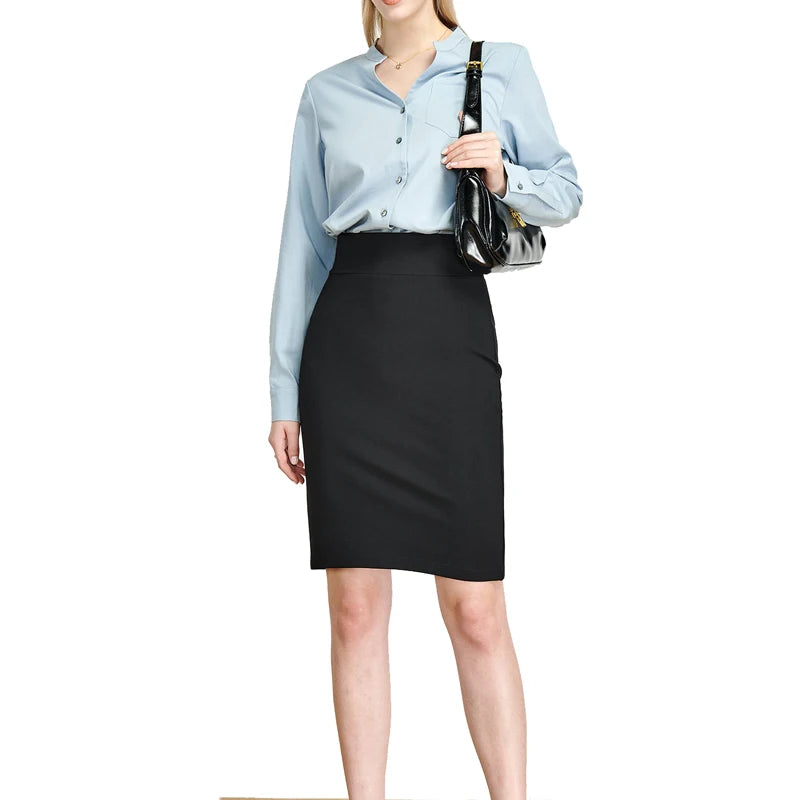Custom High Waist Casual High Waist Belted Plain Pencil Skirt Women's Summer Mini Pencil Skirts With Pockets